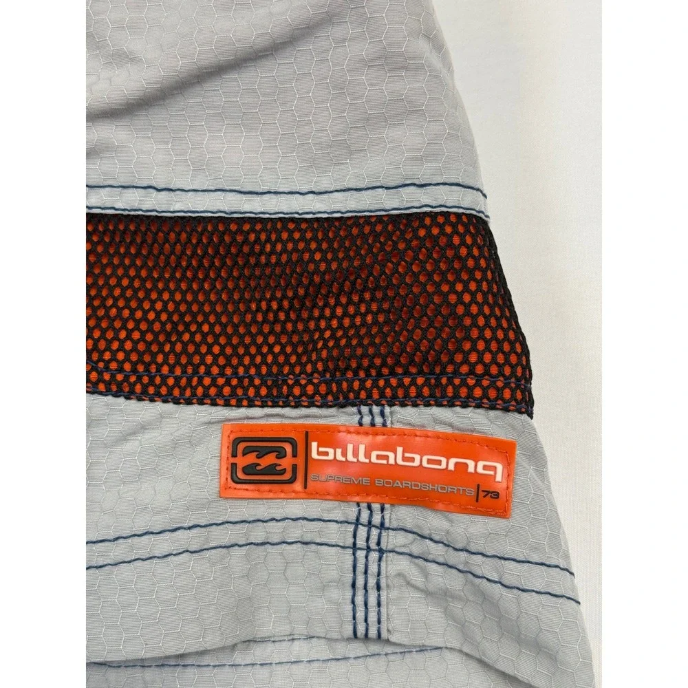 Billabong‎ Y2K Mens Board Shorts Size 32 Grey Orange Honeycomb Cargo M1096 Gas
